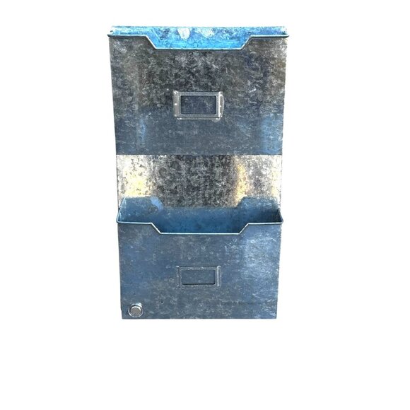 Galvanized Metal Mail & Magazine Wall Organizer With Double Pockets - Picture 4 of 7